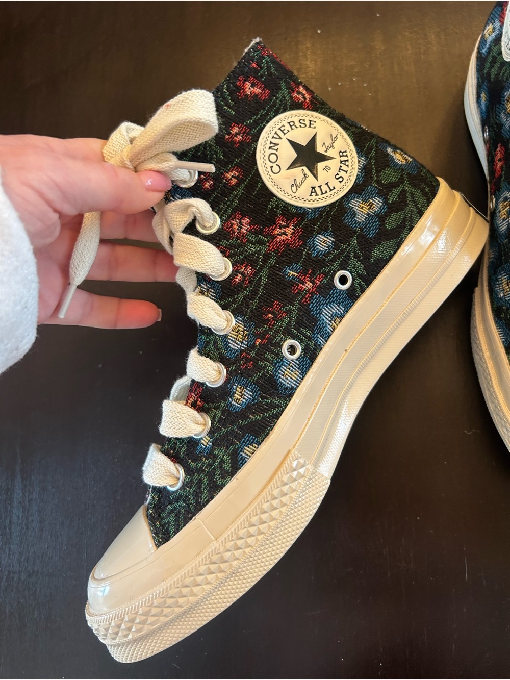 Converse High Top Floral Canvas Sneaker - Black with Multi Flowers